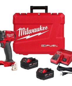 M18 FUEL 18V Lithium-Ion Brushless Cordless 3/8 in. Compact Impact Wrench with Friction Ring Kit, Resistant Batteries